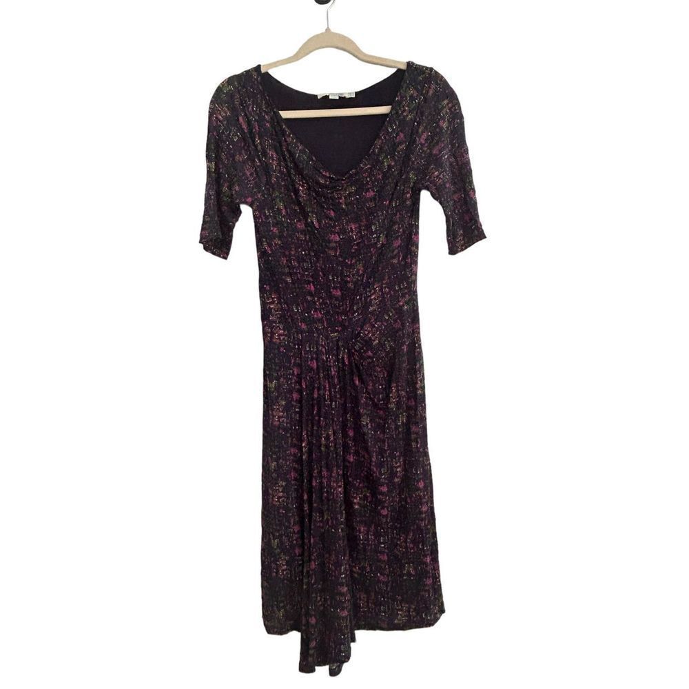 Boden Color Splash Swoop Neck Ruched Front A-Line Dress Women's Size Us 6r